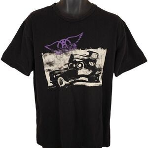 Vintage Aerosmith T Shirt Mens Size XL Black Y2K Pump Album Tour Reprint Retro